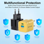 BK317 PD25W 2-Port USB PD Charger USB-A+USB-C PD QC3.0 Fast Charging Wall Charger Adapter EU Plug for iPhone 15 14 13 Pro for Samsung Galaxy Z Flip6 for Huawei Nova Flip for Honor Magic V3