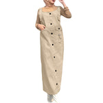 LinkMejor Solid Womens Square Neck Strappy Bib Dress Casual Loose Long Dresses