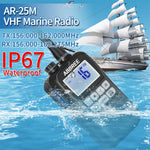 LinkMejor AR-25M Marine Radio Transceiver Walkie Talkie IP67 Waterproof VHF Handheld Float Vessel Talk NOAA Two Way Radio for Boat