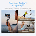 LinkMejor Osmo Mobile 8 Smartphone Gimbal Stabilizer 3-Axis Built-In Tracking Audio Light 10H Battery Extension Rod Tripod Vlog Kit