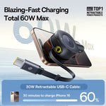 Baseus Primetrip VR2 30W 2-Port USB Car Charger Adapter Retractable USB-C Cable+USB-C Port Support PD QC SCP Fast Charging for iPhone 16 15 Pro 14 13 12 Pro Max for Xiaomi MIX Flip 2 for Huawei Pura Ultra2