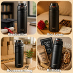 LinkMejor SUS316 700ml Thermos Bottle Large Capacity Vaccum Cup Cold Insulation Portable Strap with Tea Flitter Thermal Flask