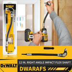 LinkMejor for DEWALT 12in Right Angle Impact Flex Shaft 300MM Flexible Shaft True 90 Degree Head Fast Loading Head Magnet Support Hex Shank Extended Torque Control