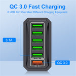 5V3A 6-Port USB Charger 6USB-A QC3.0 Fast Charging Wall Charger Adapter EU Plug for iPhone 15 14 13 for Xiaomi 14pro for Huawei Mate60 Pro for Samsung Galaxy S24