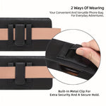 PU Leather Magnetic Buckle Flip Phone Bag Waist Belt Cards Case Pouch for Daily Outdoor Use