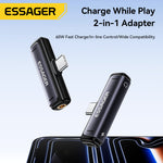 LinkMejor ES-OTG38 2-in-1 USB-C to 3.5mm Headphone and Charger Adapter PD 60W Fast Charging DAC Audio Converter Type-C Aux Dongle for iPhone for Samsung