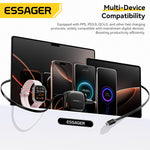 [GaN Tech] ESSAGER ES-CD60 65W 2-Port USB PD Charger with USB-C Retractable Cable+USB-A+USB-C PD3.0 QC4.0 PPS Fast Charging Wall Charger Adapter EU Plug for iPhone 17 17Pro 16 Pro Max 15 14 for Xiaomi 17pro for SAMSUNG for OPPO