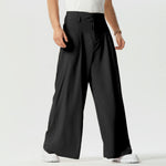 INCERUN Mens Pants Solid Color Loose Fit High Waist Tie Straight Leg Pants for Men Casual Comfy Male Trousers