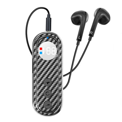 LinkMejor Q26 2-In-1 Wireless Lavalier Earphone Car bluetooth 5.4 Receiver Adapter Stereo Sound LED Digital Display Clips-on External Headphone