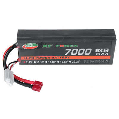 XF POWER 7.4V 7000mAh 100C 2S LiPo Battery T Deans Plug for RC Car