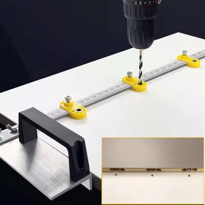 Adjustable Square Ruler Aluminum Alloy 2 in 1 Woodworking Tool 68cm Metric Scale Marking Gauge Drilling Positioning Cabinet Hardware Jig Professional Accessories