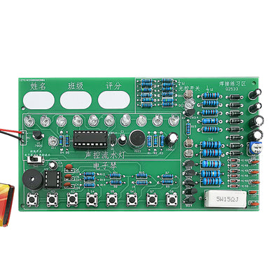 Circuit Four-in-One Practice Board Kit 9V Power Supply Multi-functional PCB Board Electronic Components Voice-Controlled Flowing Lights Educational DIY Kit Assembly