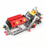 LinkMejor High-Tech Mechanical Power Group V8 Engine Model Matched Sequential 4 Speed Gearbox Building Block Bricks DIY Toys