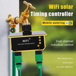 Smart WiFi Solar Irrigation Controller Dual Outlet Automatic Watering Timer Rain Sensor App Remote Control Garden Lawn Pool Sprinkler System 2CH IPX5