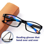 Ultralight TR90 Reading Glasses Flexible Bendable Frame Fashion Rectangular Blue Light Blocking Computer Eyewear