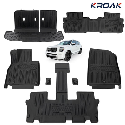Floor Mats Set For Kia Telluride 2020-2025 Cargo Liner TPE Material All Weather Protection 7 8 Passenger Fit Car Accessories Seat Back Covers Full Coverage