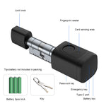 Tuya TTlock Smart Electronic Door Lock 60-90mm Aluminum Alloy Lock Fingerprint App Remote Control Multi Unlock Modes Cylinder Core Adjustable Keyless Entry Doorlock for Home Hotels Security