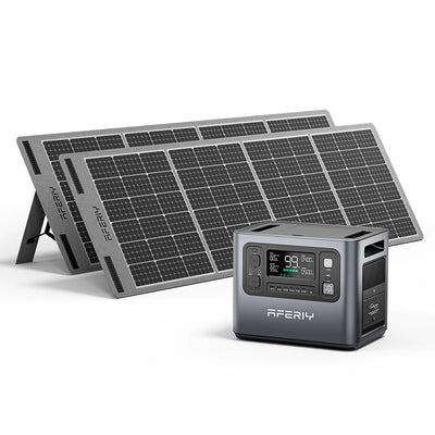 [US Direct] Aferiy P210 2400W 2048Wh Portable Power Station LiFePO4 Solar Generator + 2* S200 200W Solar Panel UPS Pure Sine Wave Camping RV Home Emergency Portable Generator UK Plug