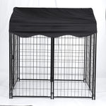 PawGiant Large Dog Kennel Outdoor Dog House with Roof 4ft x 4.2ft x 4.45ft Heavy Duty Metal for Large to Small Dog, Outside Dog Kennel Pet Crate Cage Playpen with UV-Proof Waterproof Cover