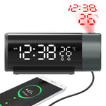ZX1006A Digital Projection Alarm Clock with Temperature Time 180°Rotation LED Display Dual Alarm Clock Snooze Function USB Electronic Table Bedroom Bedside 3D Wall Projection Clocks
