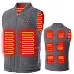 LinkMejor HV-08G Heated Vest 8 Heating Areas USB Charging 3 Gear Temperature Control Grey Plush Windproof Outdoor Winter Warm Clothing
