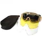LinkMejor Tactical Goggles 3 Lens Soft Windproof UV400 Protection Glasses For Cycling Safe Protection