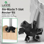 Six Blade T Slot Router Bit 1/2 Inch Shank SAE 5140 Tungsten Carbide Cutter for Woodcraft Engraving Machine Electric Grinder