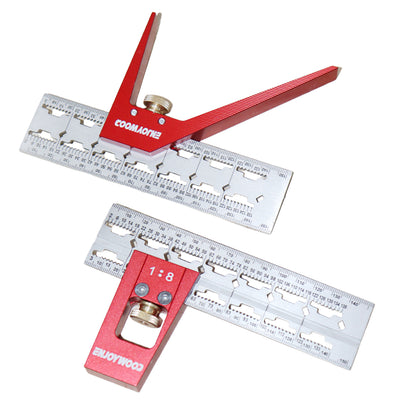 LinkMejor Stainless Steel Dovetail Marker Gauge Dovetail Jig Guide Woodworking Scriber 45 Degree / 90 Degree Angle Ruler Square Measuring Ruler Router Table Height Gauge Depth Gauge