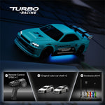Turbo Racing C74 RTR 1/76 2.4G RWD Mini Drift RC Car Full Proportional LED Light Upgrade Chassis TC06 Miniature Professional Vehicles Models Super Micro Remote Control Toys
