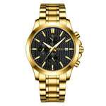 LinkMejor Men's Business Watch, Solid Stainless Steel Multi-function Chronograph Waterproof Watch