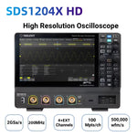 Siglent SDS1204X-HD Oscilloscope 200MHz Bandwidth 4 Channels 2GSa/s Sampling Rate 12-bit High Resolution TFT-LCD Touch Screen