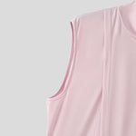 LinkMejor Mens Solid Color Split Design Sleeveless T-Shirt Fashion Half Turtleneck Top for Male