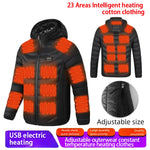 LinkMejor HZ-23 23 Zones Heating Jacket Zipper Adjustable Size USB Charging Smart Thermal Warm Jacket Men's Heated Hooded Coat Outdoor Sportswear