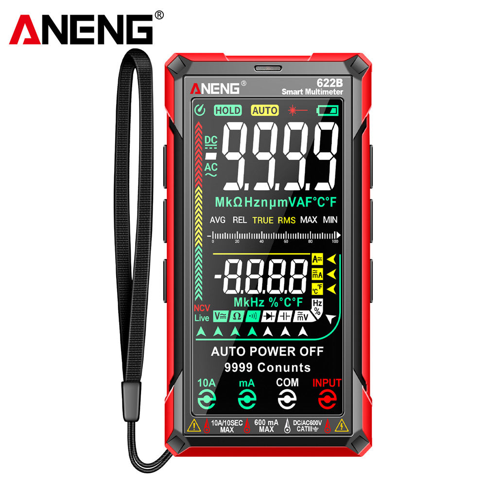 LinkMejor 622B Digital Smart Multimeter 10A Tester Meter Auto Range True RMS DC/AC 9999 Multitester With Laser Lamp Capacitance Ohm