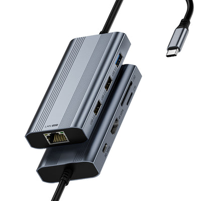 8-in-1 Type-C Multifunctional Docking Station with USB2.0 / USB3.0*2 / 4K60Hz HD / PD100W Type-C / RJ45 / SD&TF Card Slot Multiports USB Hubs Adapter for PC Laptop Computer