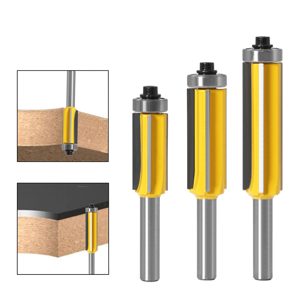 8mm Shank 4 Flute Tungsten Steel Router Bit with Bearing for Wood Trimming Deburring Fillet Rounding Engraving