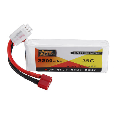 LinkMejor 7.4V 2200mAh 35C 2S Lipo Battery T Plug for Wltoys 124019 144001 10428 10428A/B/C/A2/B2/C2 K949 RC Car