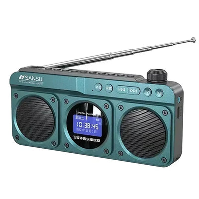 LinkMejor F28 Dual Speaker Wireless bluetooth Radio with Bass Diaphragm Digital Display Support U Disk TF Card Headphones Playback Rechargeable FM Music Player Radios