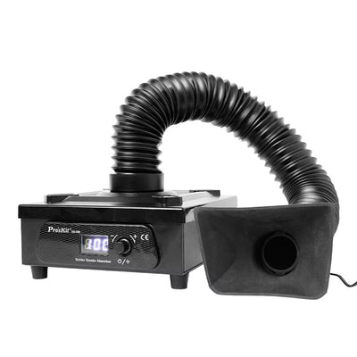 Pro'sKit SS-596G Solder Smoke Absorber Desktop Smoke Purifier DC12V 15W 90 L/Min 10-100 Digital Fan Speed LED Display 3-Layer Filter Flexible Hose