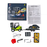 LinkMejor HG4-244 RTR 1/64 2.4G Mini RC Car Alloy Forklift with Trailer Suppprt App Remote Control LED Light Sound Engineering Vehicle Desktop Toys Model Collection Gift For Boys