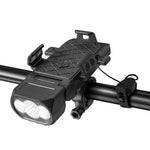 3 in 1 500LM Brightness Bike Headlight 3000mAh Battery IPX6 Waterproof 3 Light Modes 120° Rotation Phone Holder with 120dB Horn for Night Cycling