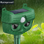 LinkMejor Solar Animal Repeller Ultrasonic Animal Repellent with PIR Motion Sensor and LED Flash Light For Cat / Mole / Dog / Squirrel / Deer / Fox