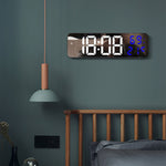 LinkMejor Digital Wall Clock Alarm Clock Large LED Display with Automatic Brightness / Indoor Temperature / Humidity Monitor / 12/24H For Home Office Classroom