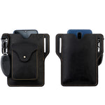 Ekphero Retro Men's Waist Bag Genuine Leather Belt Bag Key Waist Work Pocket Phone Bag for Belt Wearable Holster