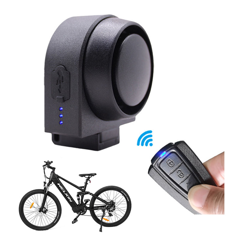LinkMejor Wireless Bike Alarm 115dB Loud Anti-theft 400mAh USB Chargeable IPX5 Waterproof Electric Vibration Horn with Remove Control for Bicycle Scooter Motorcycle