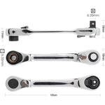 2-in-1 Mini Socket Ratchet Wrench 72-Tooth Dual-Head Design Chrome-Plated Accepts 1/4" Hex Bits Magnetic Power for Tight Spaces