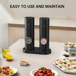 IPRee Automatic Electric Salt and Pepper Grinder Set Battery Powered with Ceramic Grinder Core Adjustable Coarseness LED Light Dual Chamber Kitchen Gadgets Spice Mill