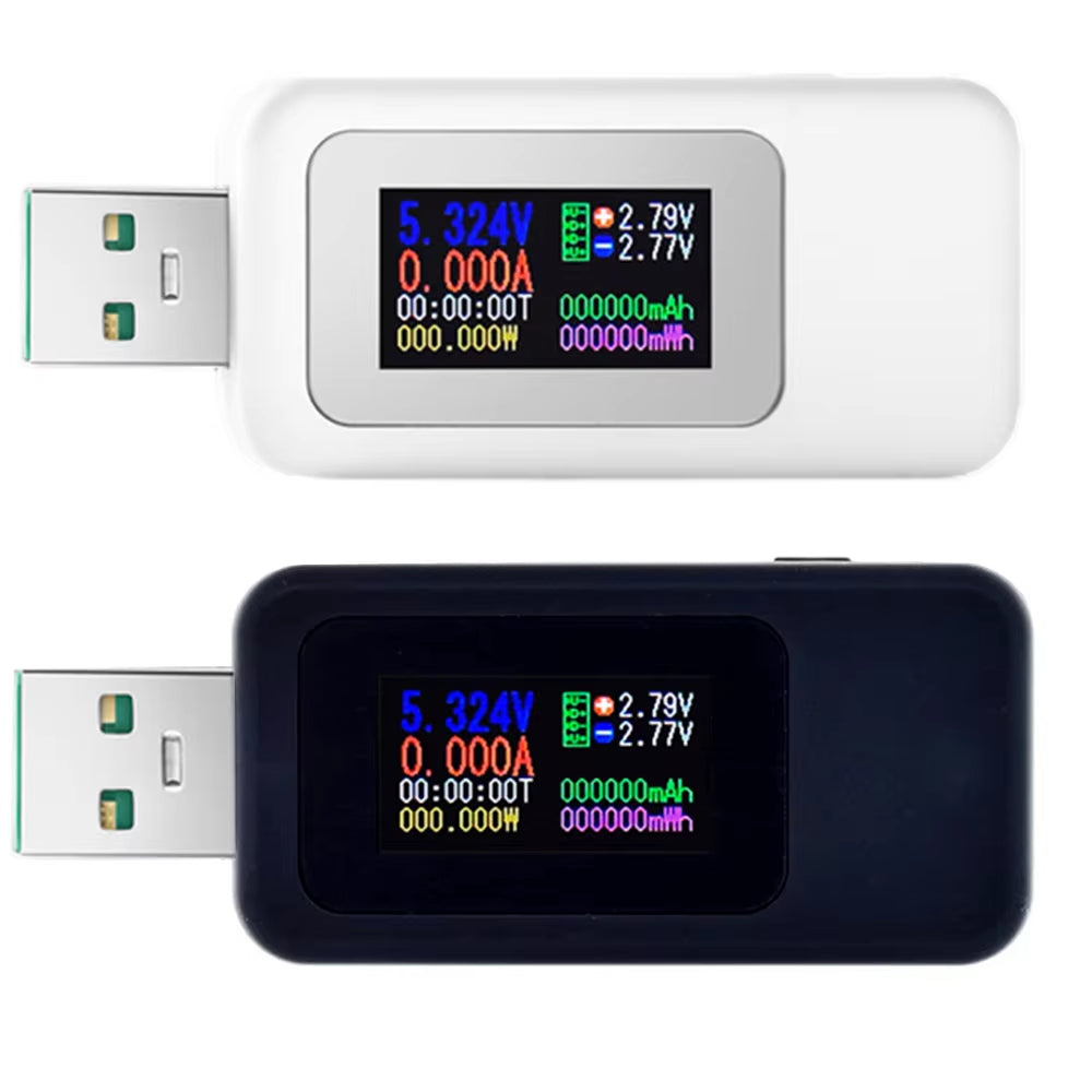 LinkMejor USB Tester Digital Voltmeter Ammeter 0.96 Inch IPS Screen 4-30V 0-5A QC3.0 PD Fast Charging Protocol Power Capacity Meter