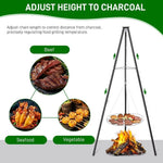 Xmund Outdoor Picnic Campfire Tripod Grill Adjustable Height Barbecue Grill Grille Stainless Steel Outdoor Camping BBQ Tripod Hanger