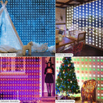 LinkMejor Smart RGB LED Curtain Light Strings Bluetooth APP Control Remote Control IP68 Waterproof Holidays Wedding Decorations
